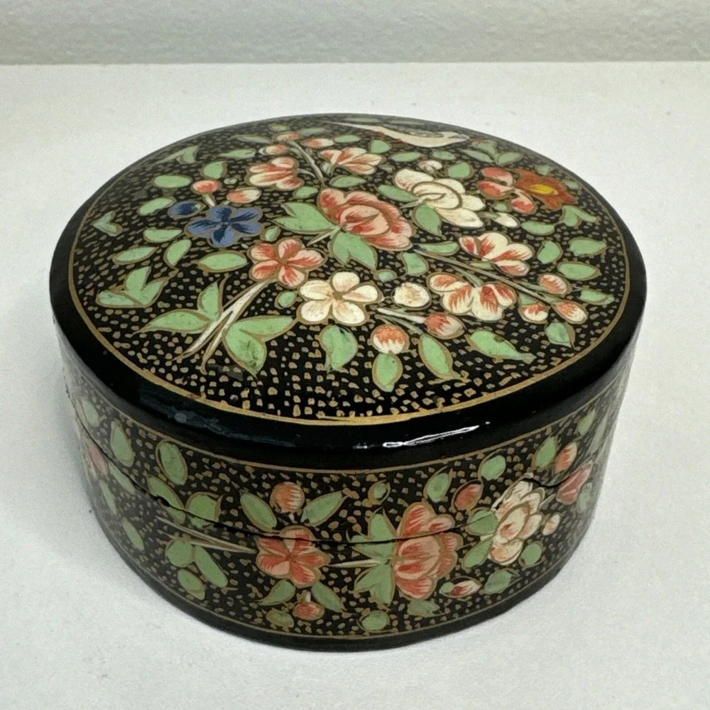 Vintage Small Papier Mache jewelry box made in India